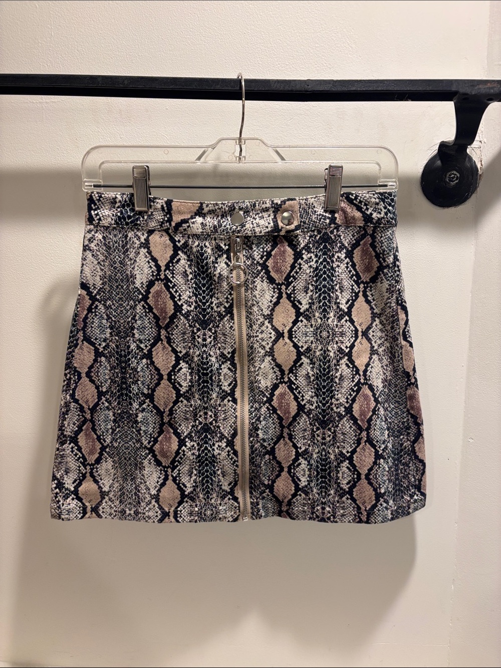 Altar'd State Snake-Print Mini Skirt in Beige, Black and Taupe